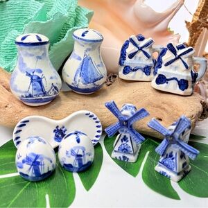 4 Sets Delft Blue Hand Painted Salt & Pepper Shakers Dutch Occupied Japan Lot